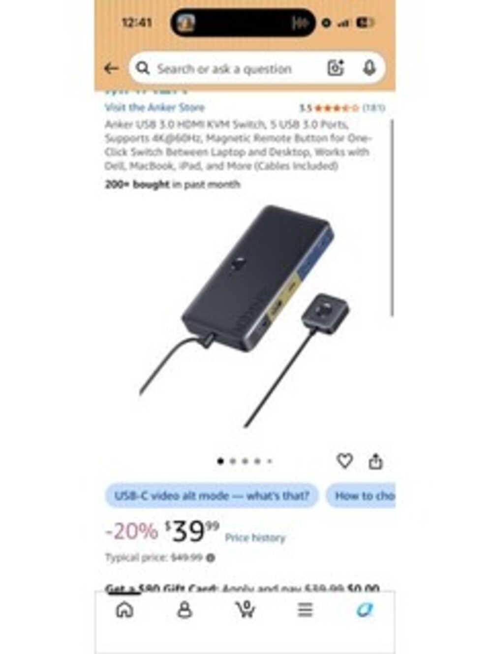 Anker USB 3.0 HDMI KVM Switch with 5 USB 3.0 Ports and Magnetic Remote Button